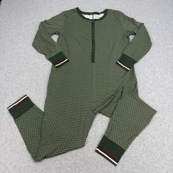 Hearth & Hand Magnolia One Piece Christmas Pajama Sz 2XL Green Dotted Butt Flap - Picture 2 of 16